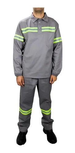 Uniforme Profissional HC Quality com Faixa Refletiva – Camisa e Calça Brim 100%