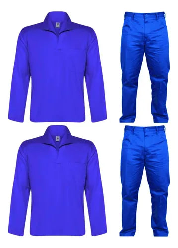 Kit 2 Uniforme Profissional Brim Calça E Camisa Trabalho